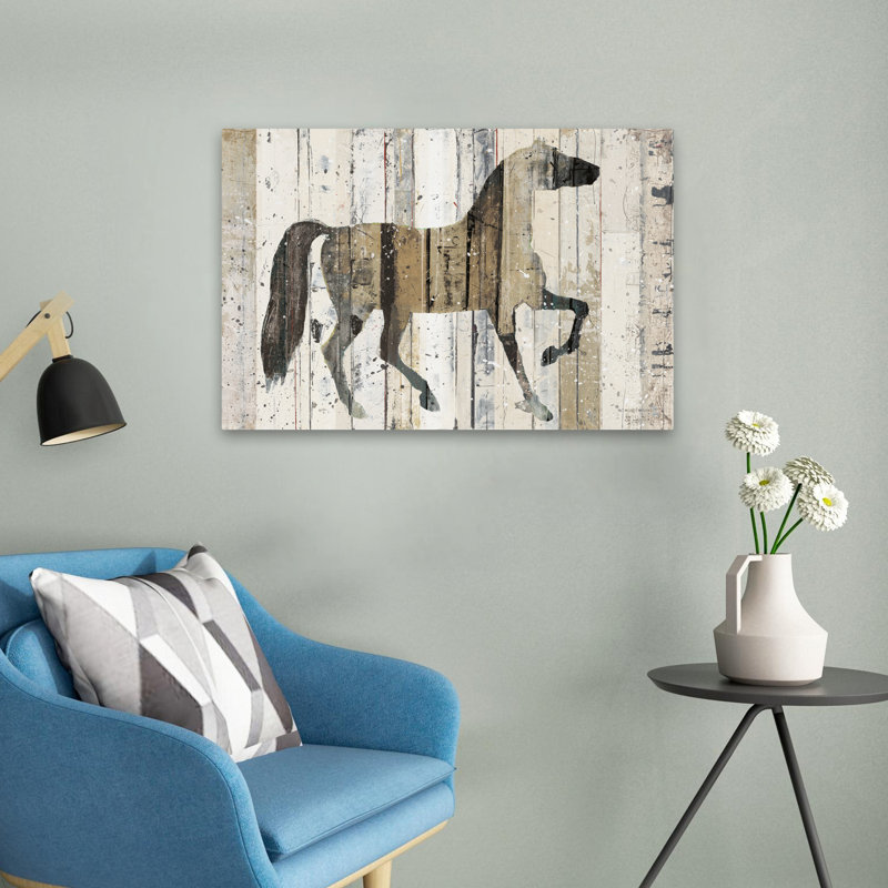 Cheval noir contemporain, H 24 po x l 16 po