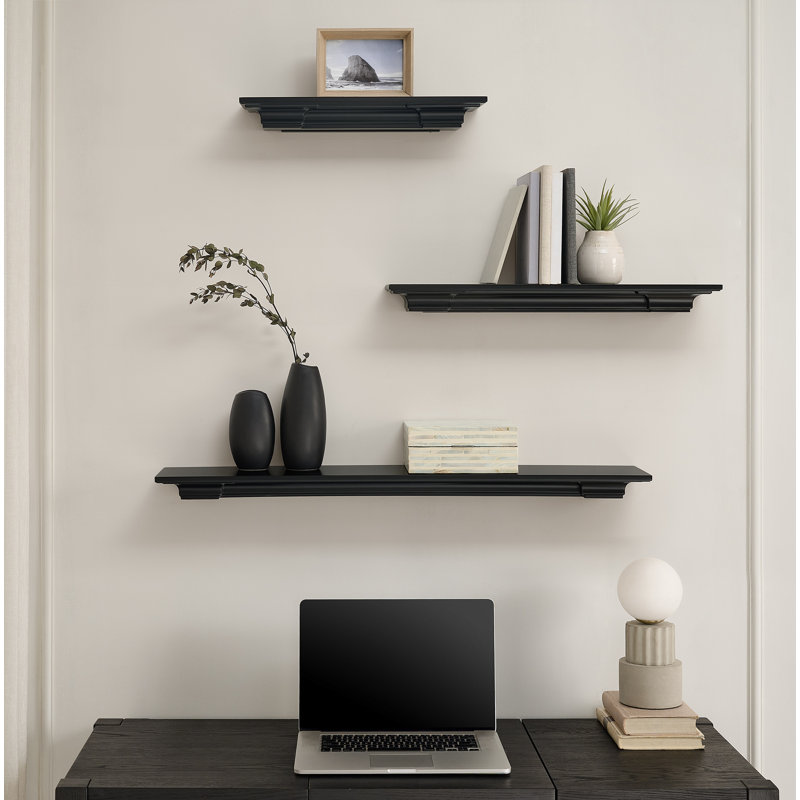 The Sunny 3 Piece Shelf Set Black, 1 each 18" 24" 36", Black