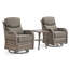 Ensemble de conversation d'extérieur 3 pièces avec chaises berçantes pivotantes en osier et table d'appoint Deb-1112917704-1112917707