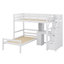 Lit mezzanine simple avec escalier de rangement indépendant, bureau, tablettes et tiroirs-851528899