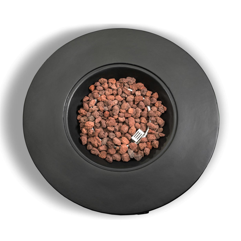 FUSION Lavish Garden & Patio Gas Fire Pit with Eco-Stone Finish - Fully Assembled, Light Black