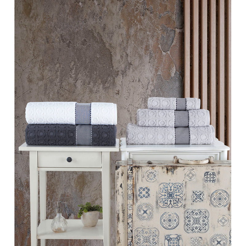 Turkish Cotton Plush Jacquard Washcloth, Anthracite