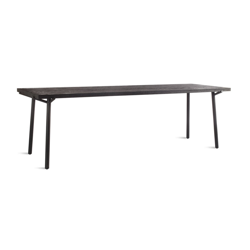 Branch Oak Solid Wood Top Dining Table, 33" W x 76" L, Black, Black Oak