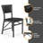 2Pcs Set Square Black Folding Dining Chairs 17.32"18.9"31.5" Iron Frame + PU Cushion