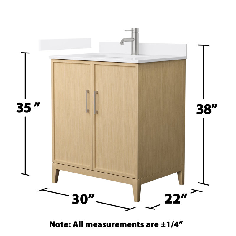 Elan 30'' Single Bathroom Vanity with Quartz Top, Single, Brushed Nickel, Tan
