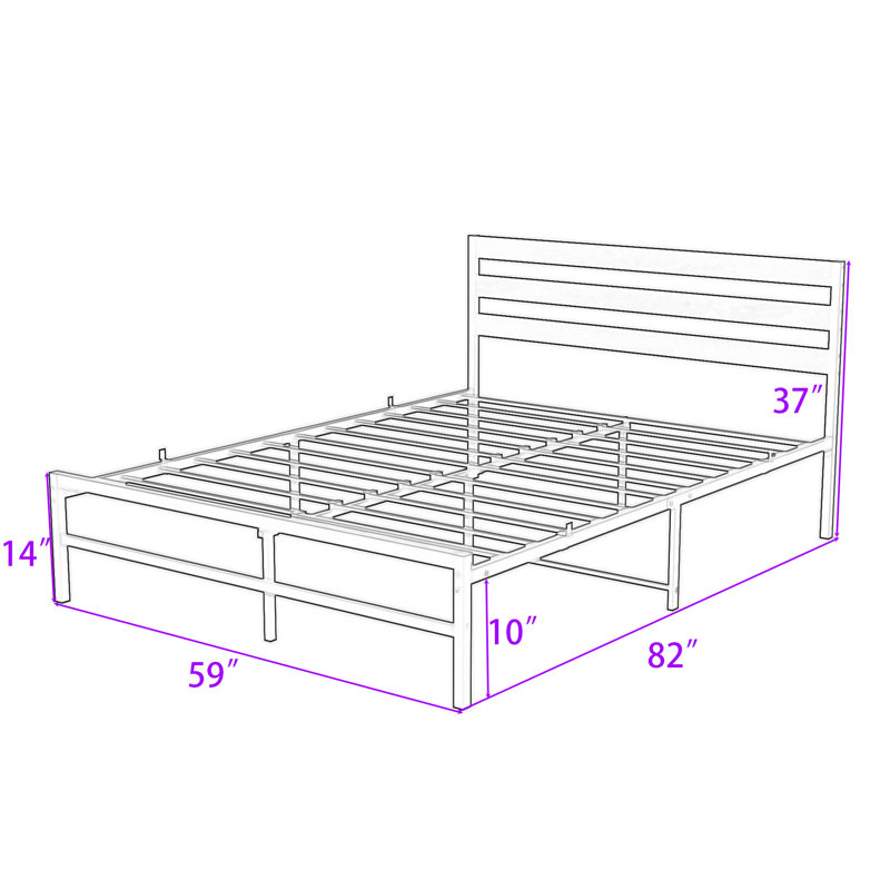 Stephane Platform Bed Frame with Rustic Headboard, Queen