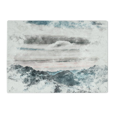 Tempered Glass Mountain Clouds Abstract Chopping Board