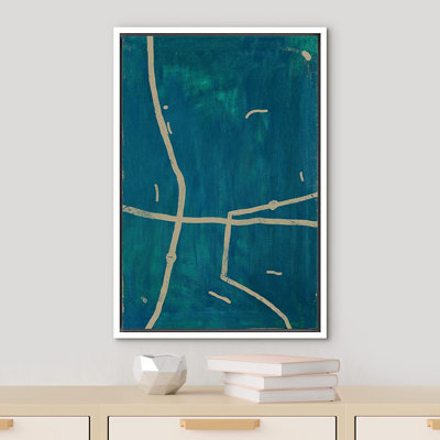 Géométrique, paysage, formes abstraites, illustrations - cadre flottant, impression sur toile
