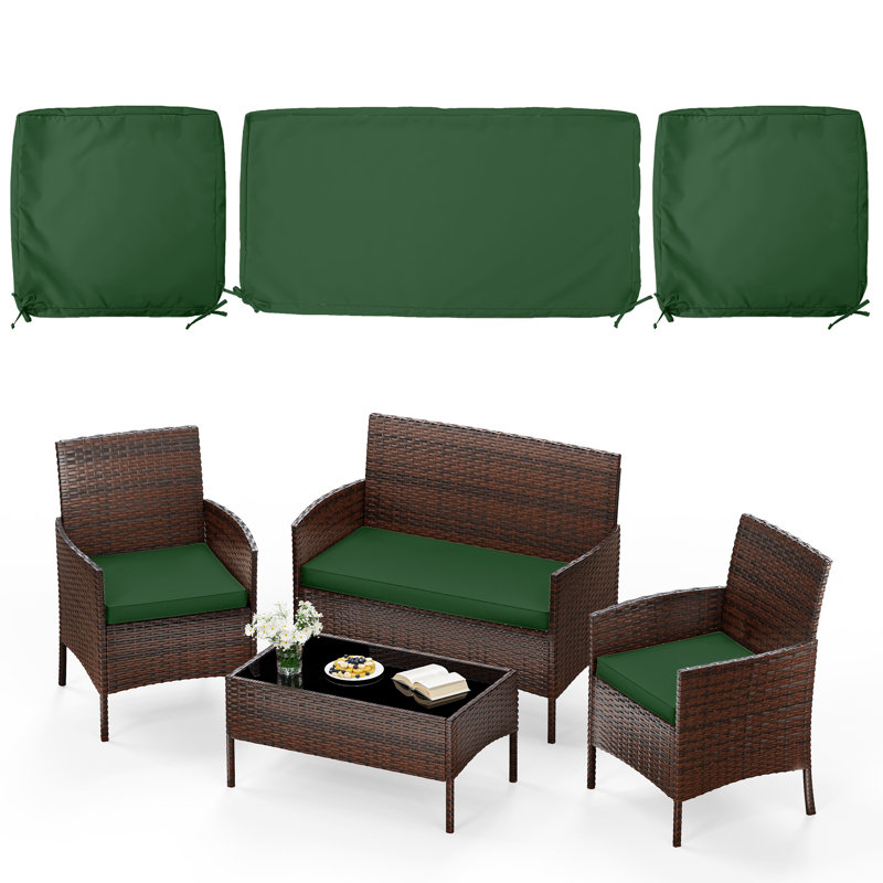 Ensemble de housses de coussin d'extérieur 3 pièces (1 grande housse + 2 petites housses), housses seulement, Vert
