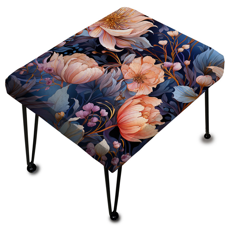 Eisbrenner - Mystical Pink And Blue Botanic Floral Ballet - Floral Rectangle Ottoman