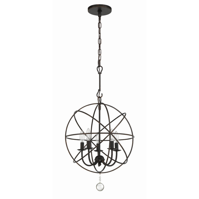 Dreiling 5 - Light Dimmable Globe Chandelier, English Bronze Steel