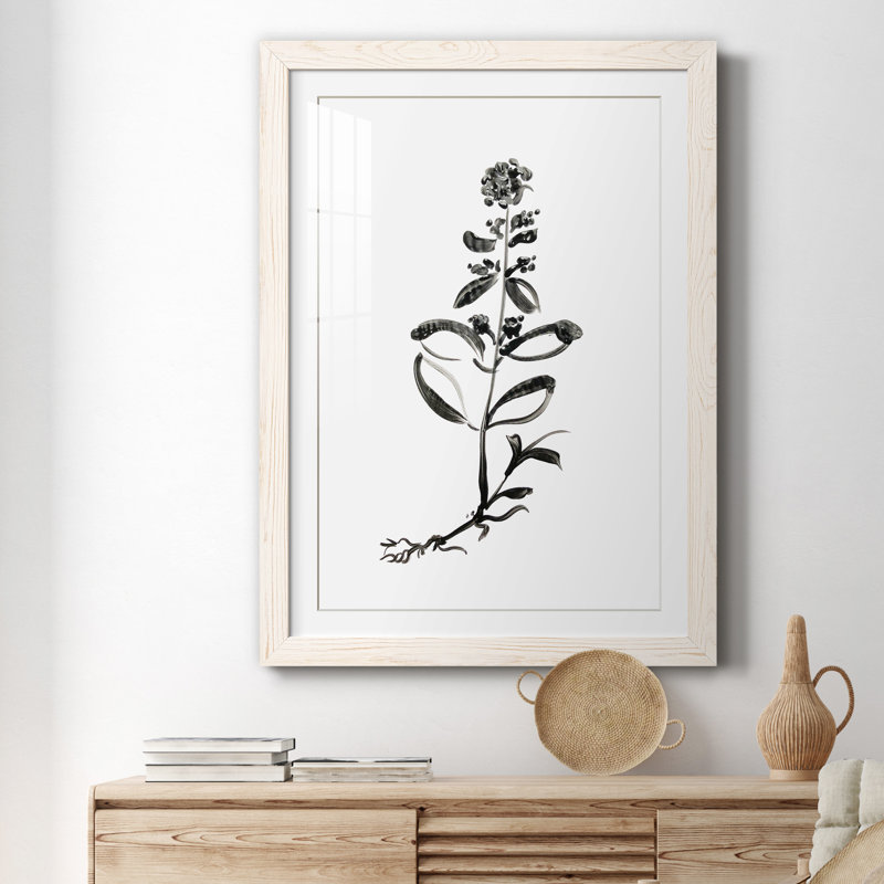 Inky Botanical III - peinture encadrée, H 31,5 po x l 23,5 po x P 1,5 po, Cadre blanc