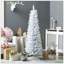 Snow Flocked Artificial Pencil Christmas Tree, Slim Xmas Tree With Realistic Branches And Plastic Base Stand For Indoor Decoration