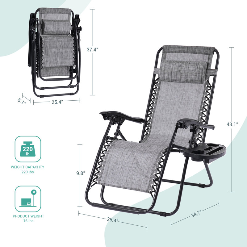 Daileen Folding Recliner Chair, Gray