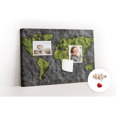 Wall Mounted bulletin board print home decor message pin boards decorative corkboard World map