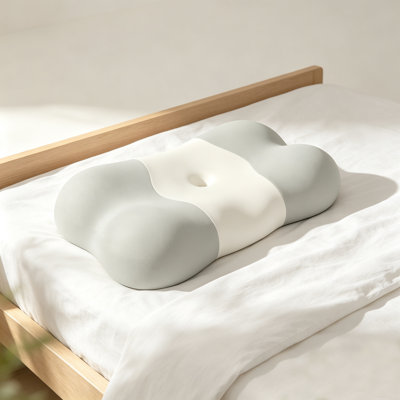Cloud‑Shaped Memory Foam Pillow, Ergonomic Contour Support Pillow with Ice‑Silk Breathable Cover, High‑Rebound Foam Bed Pillow for Multiple Sleeping Positions, 24"×15"×5" for Side Back Stomach Sleepers