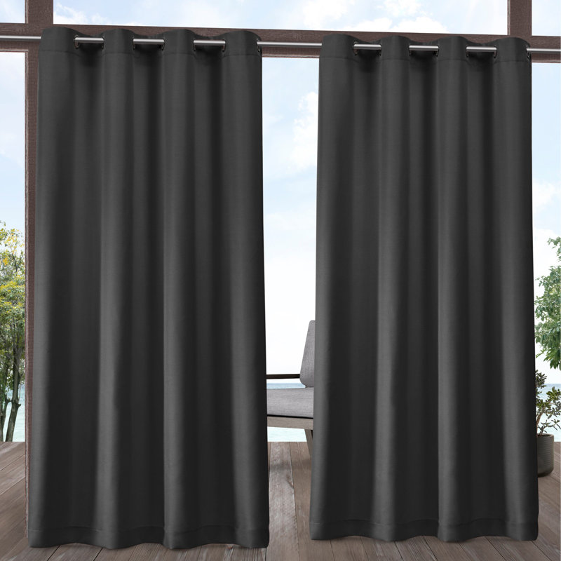 Ensemble de 2 rideaux à œillets TOWN & COUNTRY BASICS Cabana pour intérieur et extérieur, 54" W x 120" L, Charcoal