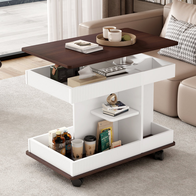Table de bout réglable U-Can avec roulettes, Blanc
