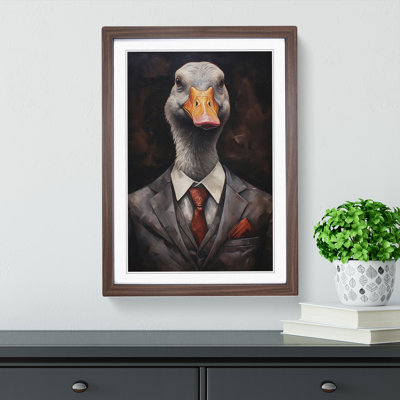 Goose in a Suit Painting - Framed Print