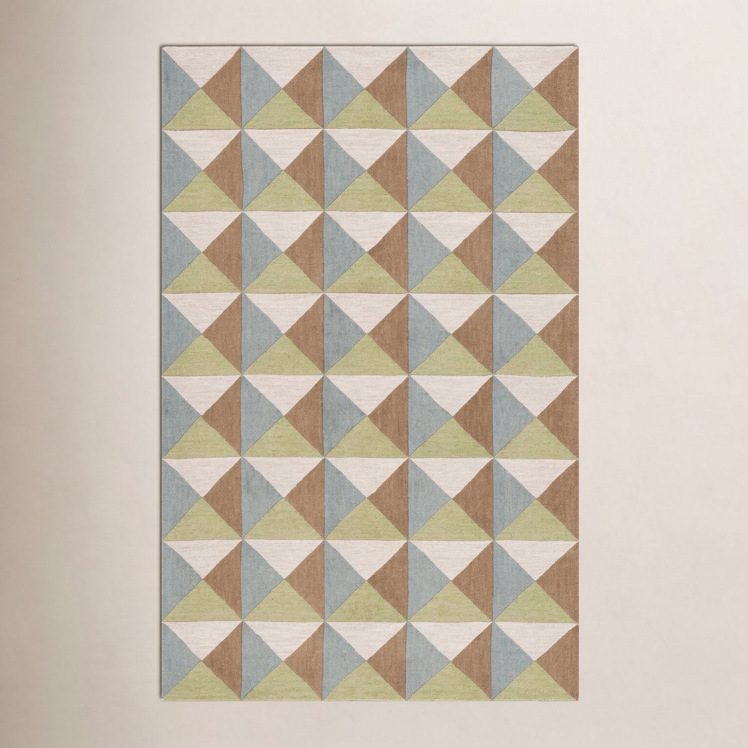 Glenwood Beige Green Hand-Tufted Wool Rug, Rectangle 5' x 8'
