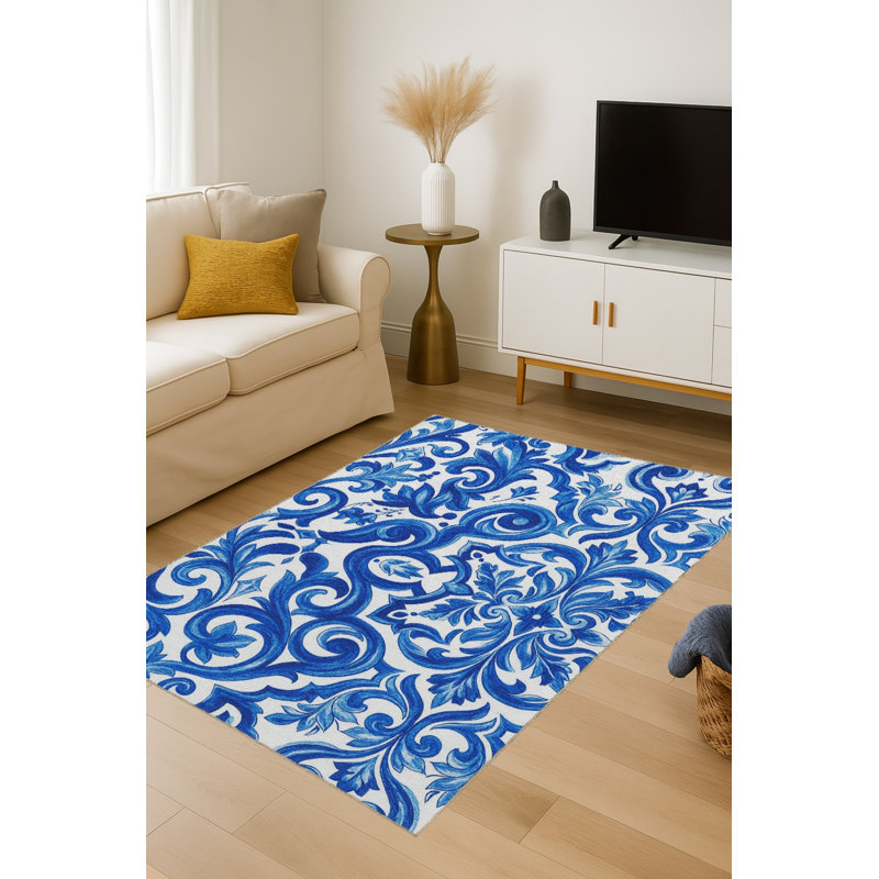 Tapis bleu Mosso, 3 pi 11 po x 5 pi 11 po