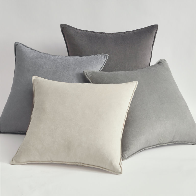 Velvet Reversible Pillow Cover, Gray, 18"H x 18"W