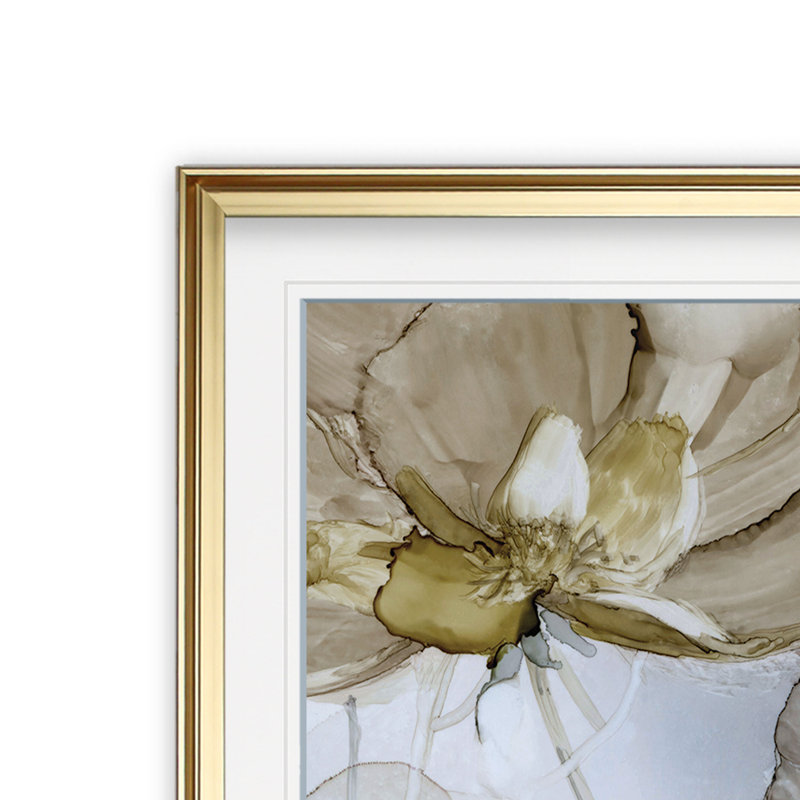 «Moonlit Peony», reproduction de peinture à l'huile, H 17,5 po x l 17,5 po x P 1,5 po, Encadrement doré