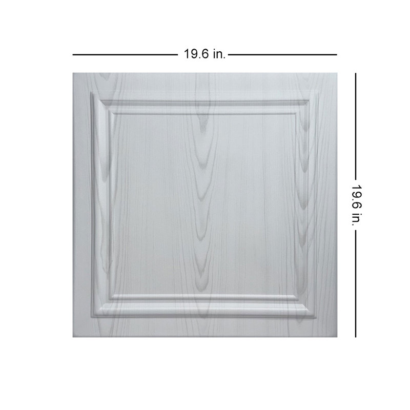 Carreau de plafond en polystyrène à collage 1,6 pi x 1,6 pi Line Art, Blanc champêtre