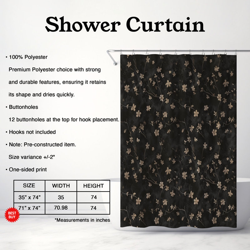 Gothic Tulip - Premium Shower Curtain, 74"H x 71"W