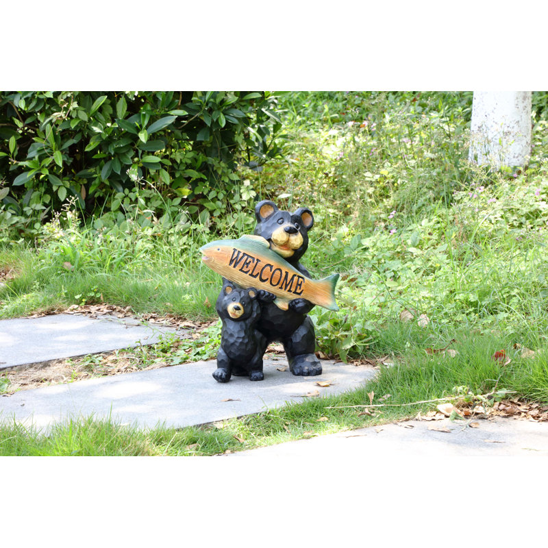  Bears Hold Fish Garden Sign