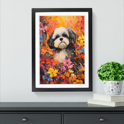 Shih Tzu Colour Field No.2 - Single Picture Frame Print on Wood