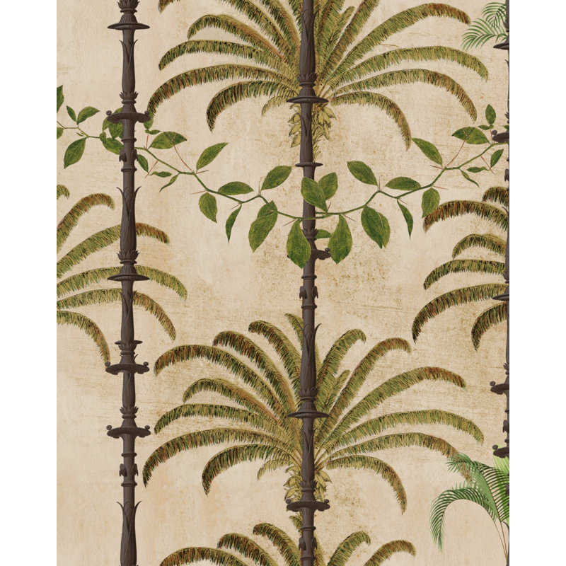 Cubana Floral Wallpaper Roll, Taupe/Green/Brown