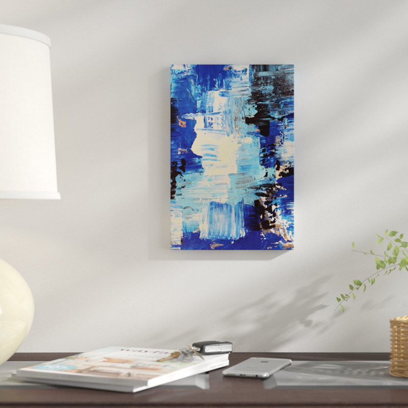 « blue abstract ii », impression sur toile, H 26 po x l 18 po x P 1,5 po, Pas de tapis, Toile tendue