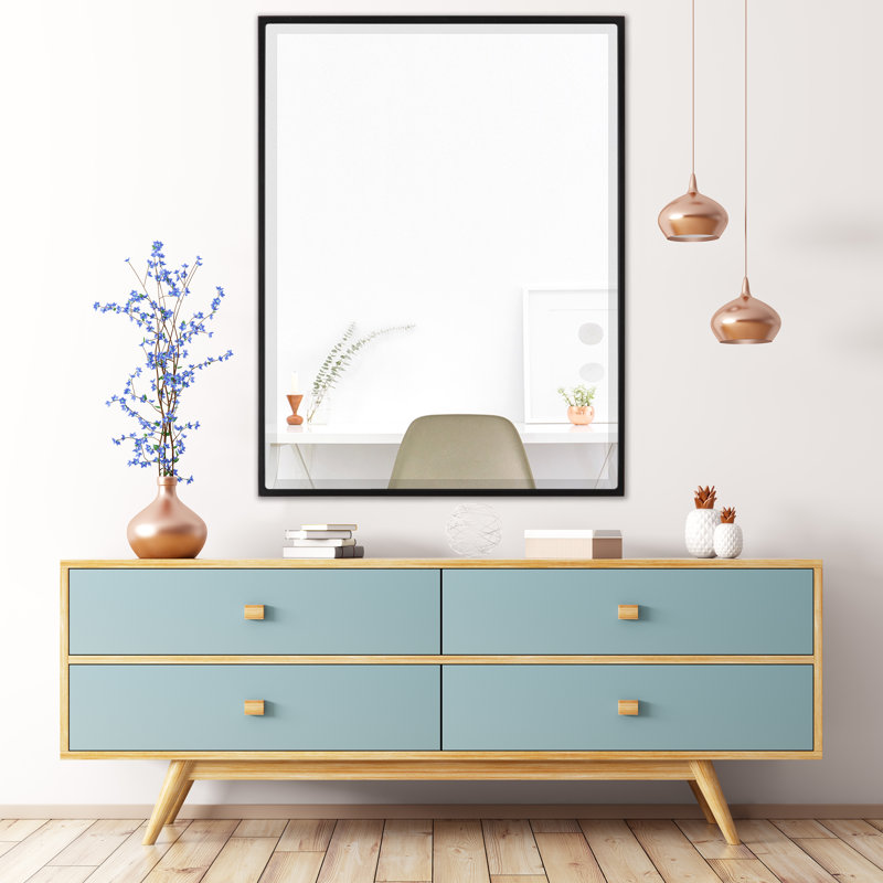 Bugarin Rectangle Mirror, Matte Black, 22.62" H x 28.62" W