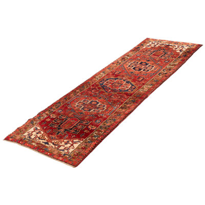 Tapis rouge Sarabi fait à la main de conception unique 3 pi 3 po x 10 pi 10 po