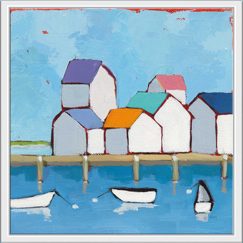 Le quai - reproduction d'art sur plastique / acrylique, H 21,5 po x l 21,5 po x P 2 po, Cadre flottant blanc