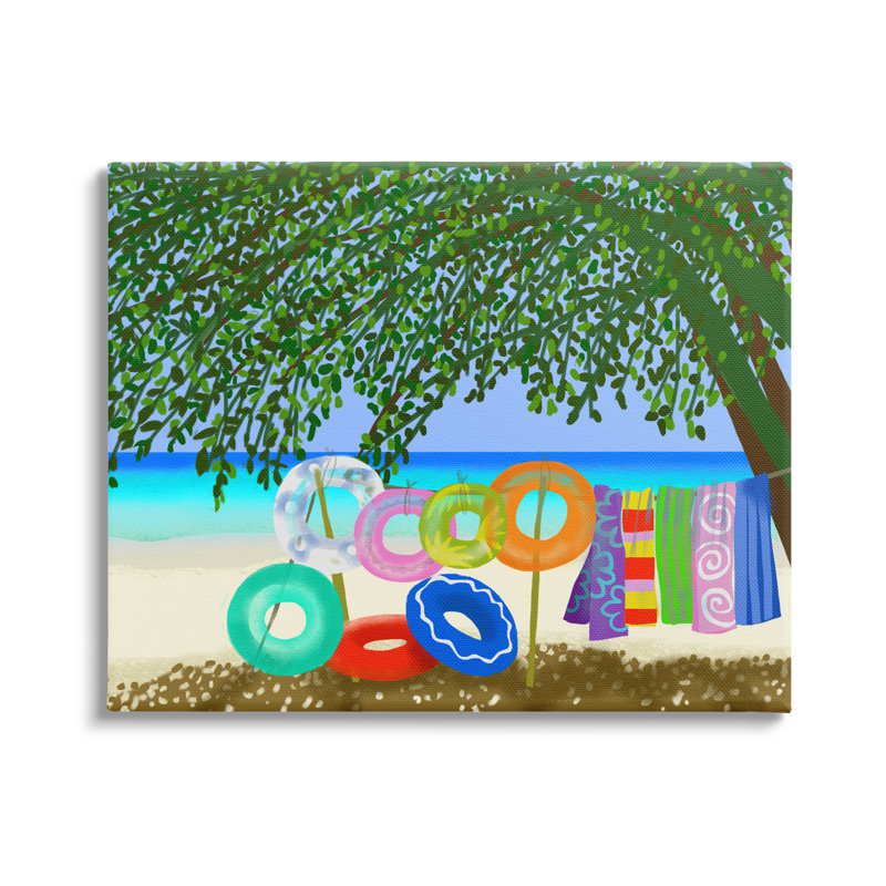 «Bold Beach Floats Overhanging Tree Coastal Shoreline», impression, Toile tendue, H 16 po x l 20 po x P 1,5 po