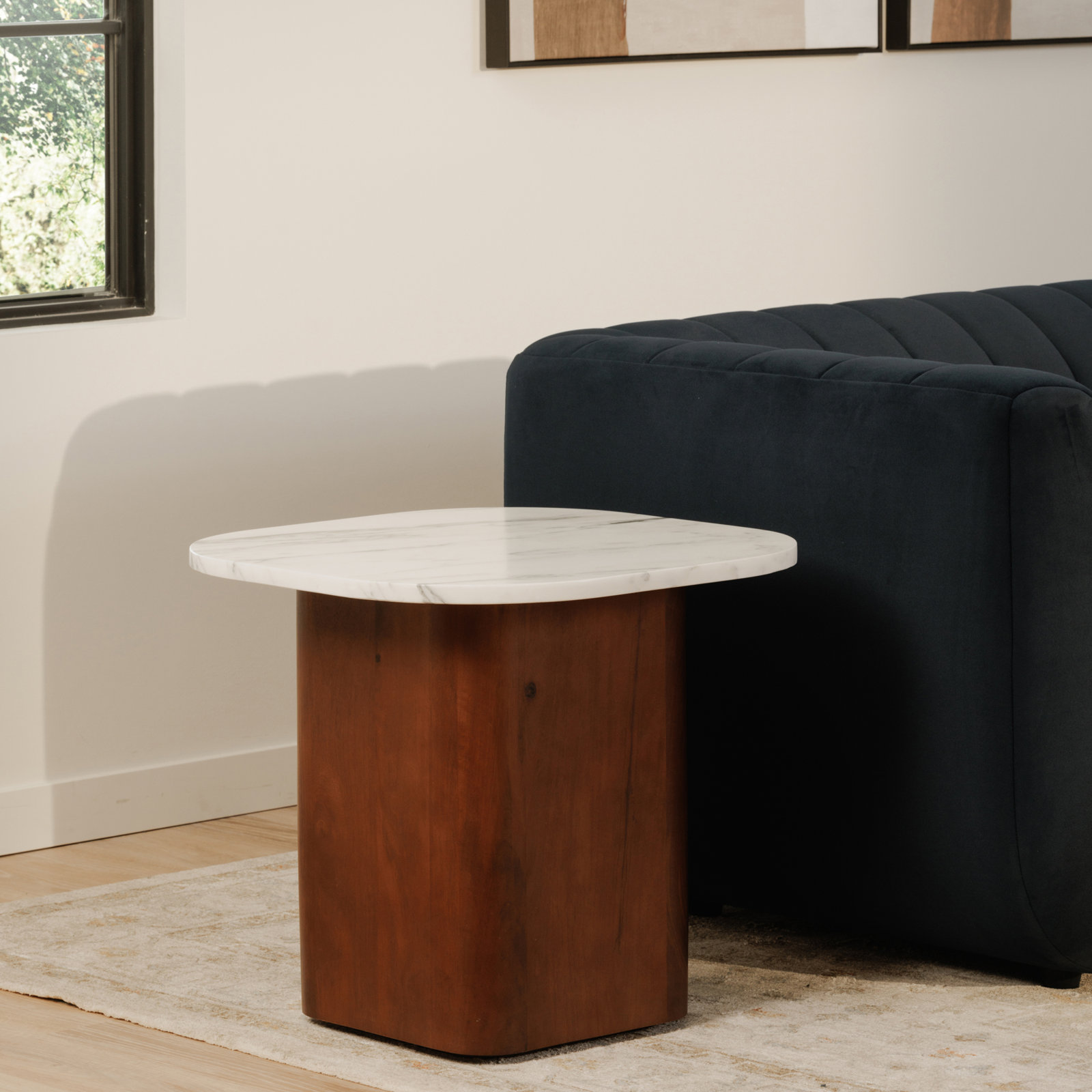 Cealain Accent Table White Calacatta Marble