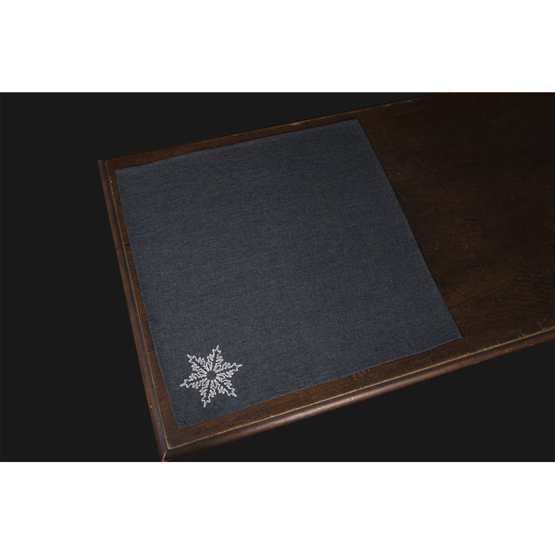 Polyester Embroidered Square Napkin, Gray