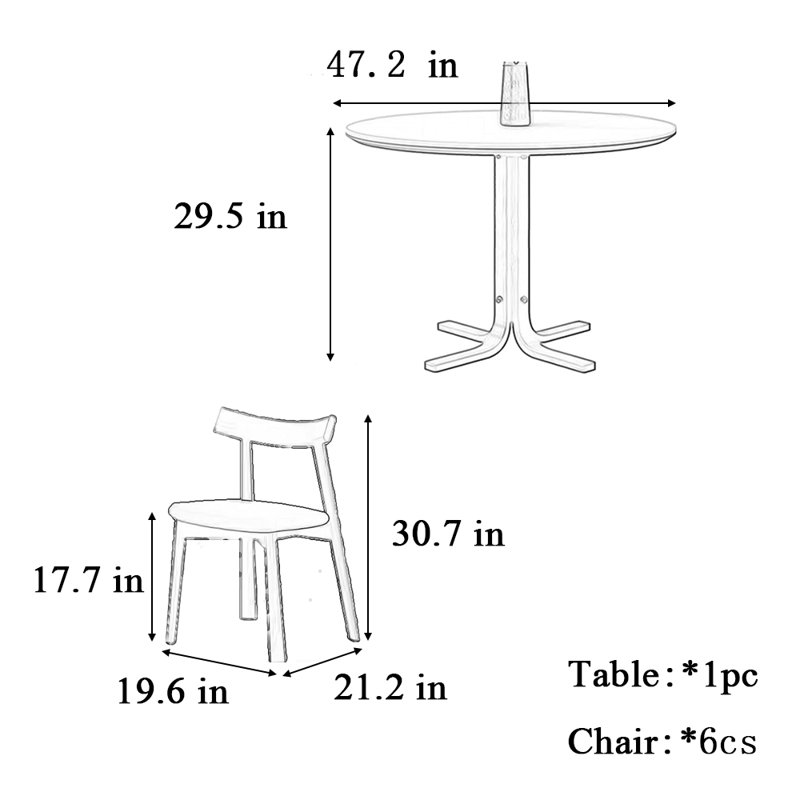 Table et chaise haut de gamme en plaque de roche blanche, H 29,5 po x L 47,2 po x l 47,2 po