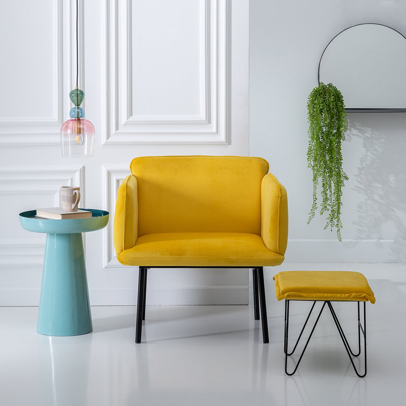 Jerrod Iron Accent Stool, Yellow