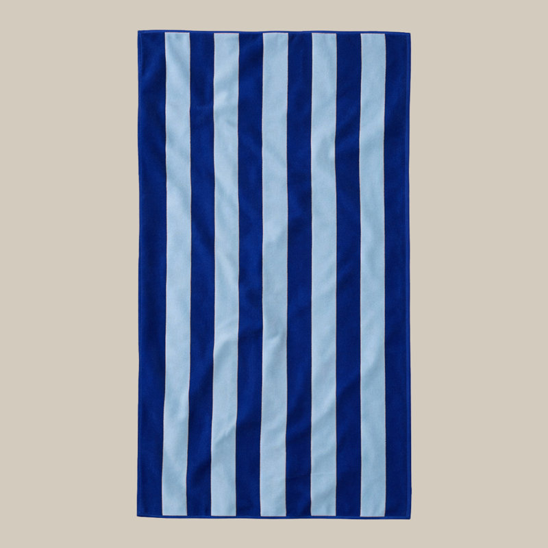 Organic Cotton Striped Beach Towel, Navy/Blue Striped