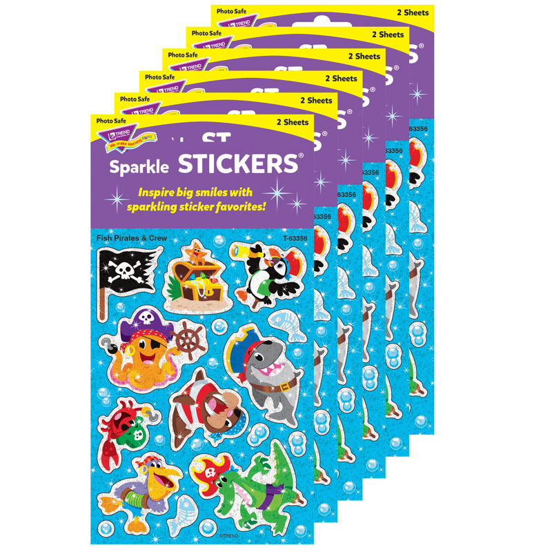 Autocollants scintillants, poissons et pirates