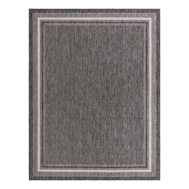 Tapis intérieur / extérieur Sevinc, Rectangle 10 pi x 13 pi, Black