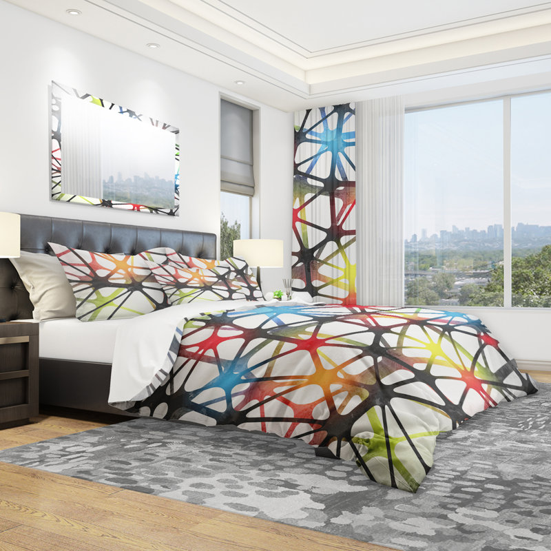 Ensemble de housse de couette moderne et contemporaine, Housse de couette très grand + 2 taies décoratives