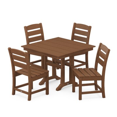 Lakeside 5-Piece Farmhouse Trestle Side Chair Dining Set -  POLYWOOD®, PWS637-1-TE