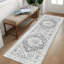 Nathalya Oriental Performance Machine Washable Non-Slip Neutral Grey Indoor Runner Rug-116028271
