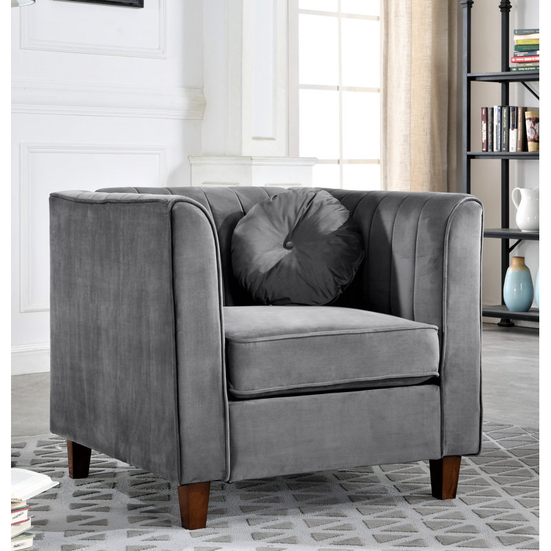 Berton Velvet Armchair, Gray 