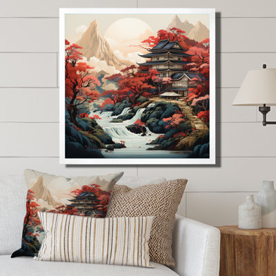 Art asiatique, paysage sur toile