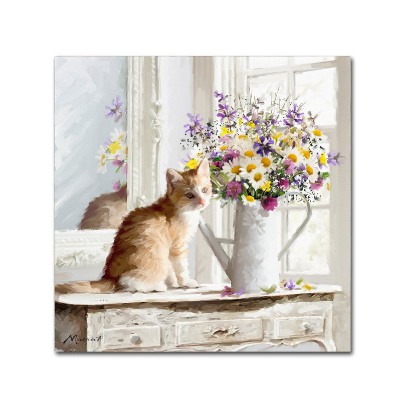 Armand 'Kitten on Window Sil' Print on Canvas, 18" H x 18" W x 2" D